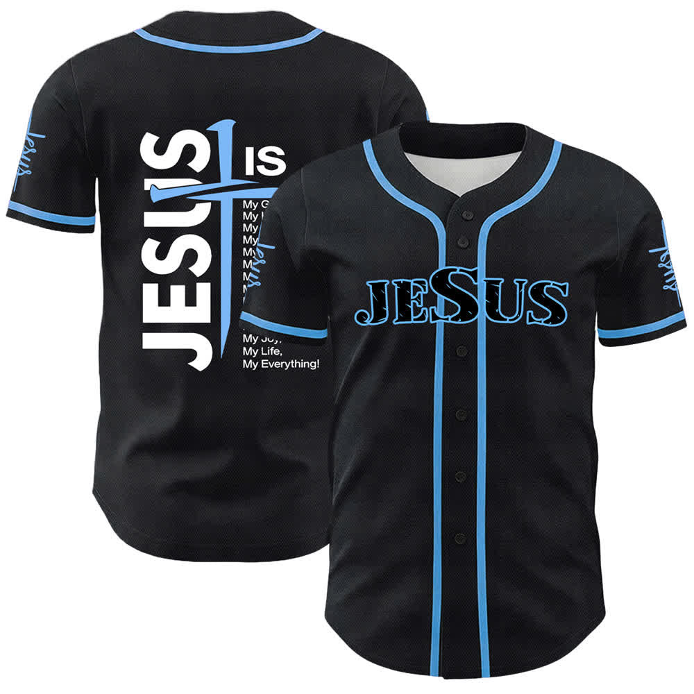 Christianartworkshop Gesù è tutto per me Maglia da baseball unisex con fede - Blu - 5XL - image 0