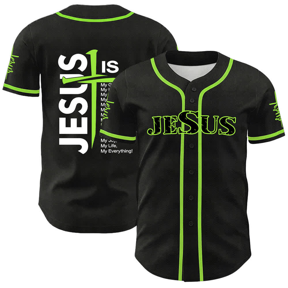 Christianartworkshop Gesù è tutto per me Maglia da baseball unisex con fede - Verde - 5XL - image 18