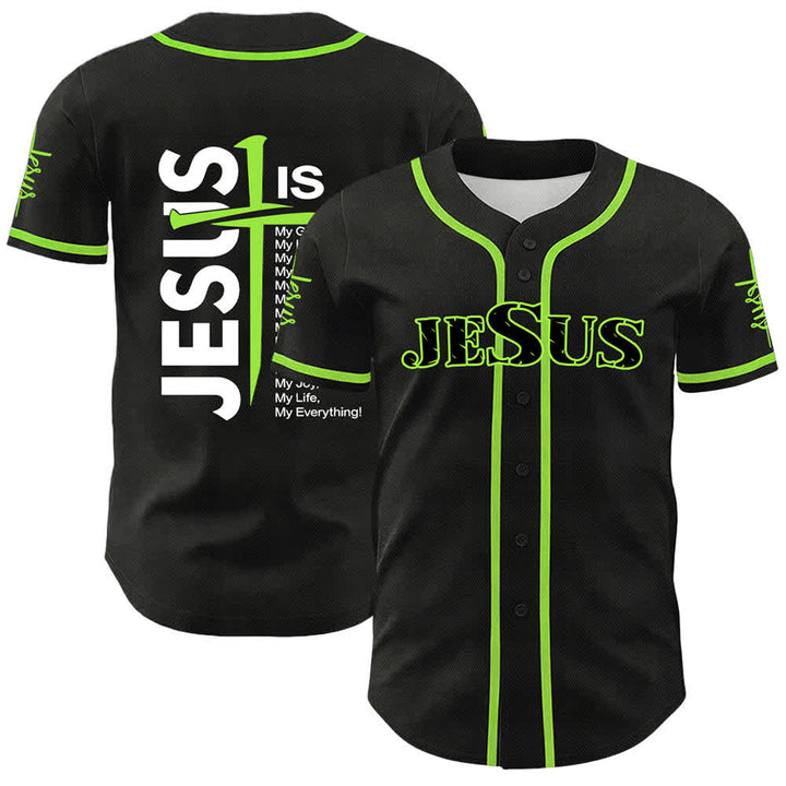 Christianartworkshop Gesù è tutto per me Maglia da baseball unisex con fede - Verde - 5XL - image 18