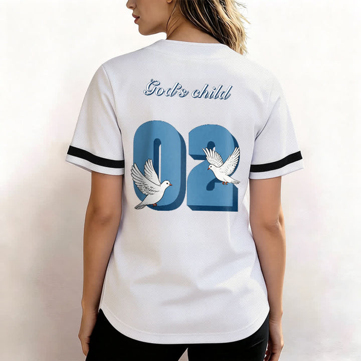 Christianartworkshop Maglia da baseball con design ispiratore "Figlio di Dio" con colomba e numero - image 13