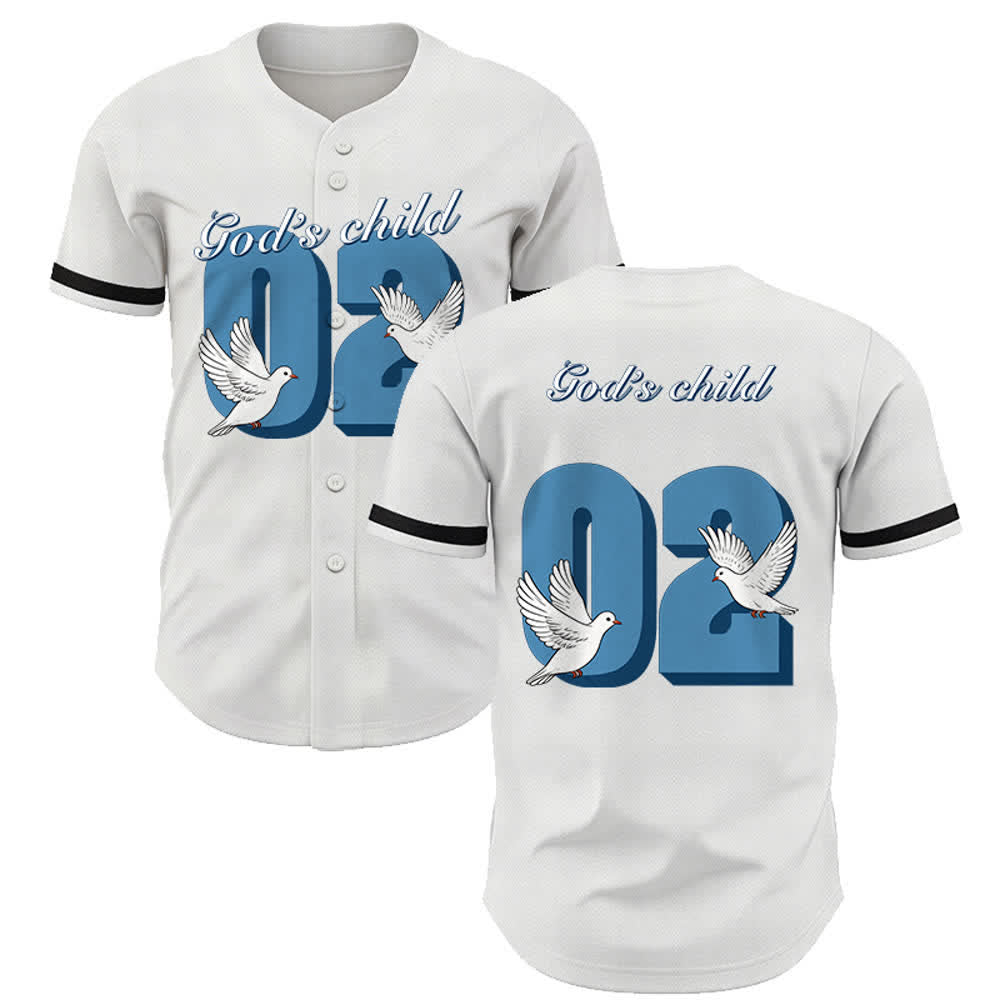 Christianartworkshop Maglia da baseball con design ispiratore "Figlio di Dio" con colomba e numero - Bianco - 5XL - image 7