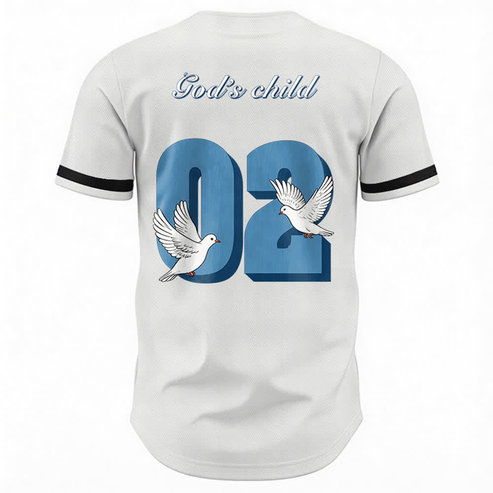 Christianartworkshop Maglia da baseball con design ispiratore "Figlio di Dio" con colomba e numero - image 9