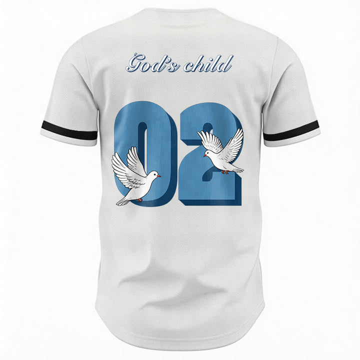 Christianartworkshop Maglia da baseball con design ispiratore "Figlio di Dio" con colomba e numero - image 9