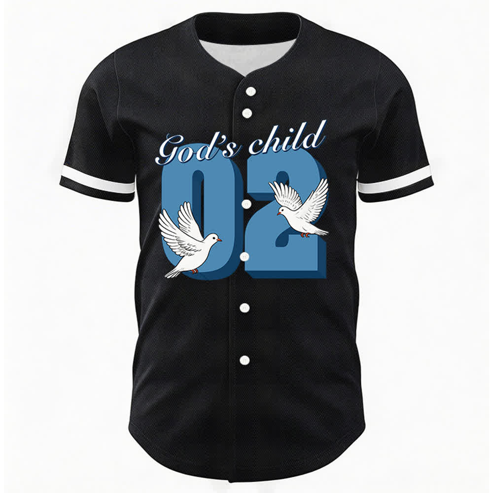 Christianartworkshop Maglia da baseball con design ispiratore "Figlio di Dio" con colomba e numero - image 1