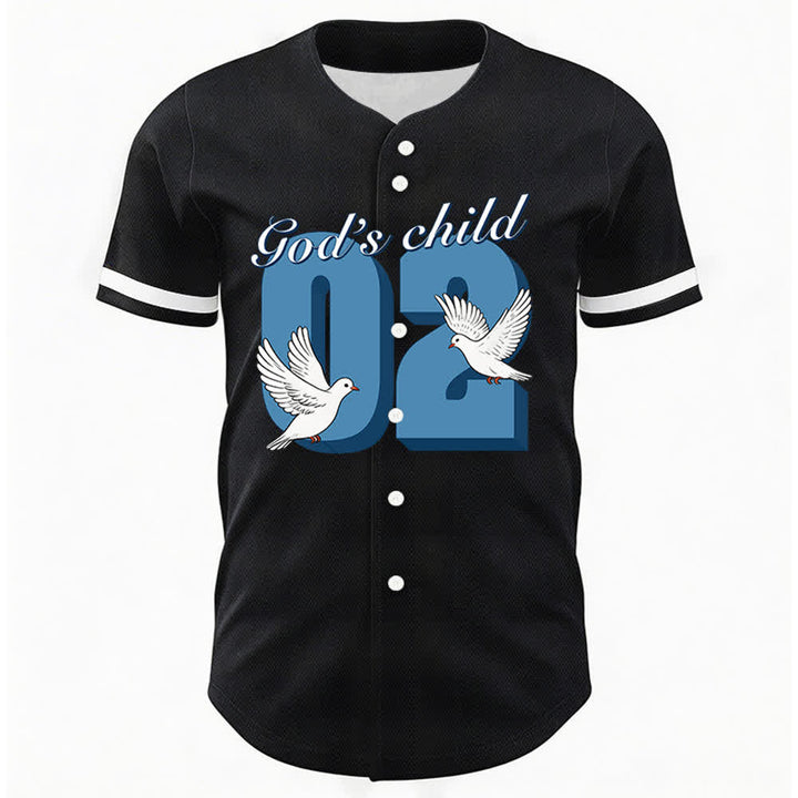 Christianartworkshop Maglia da baseball con design ispiratore "Figlio di Dio" con colomba e numero - image 1