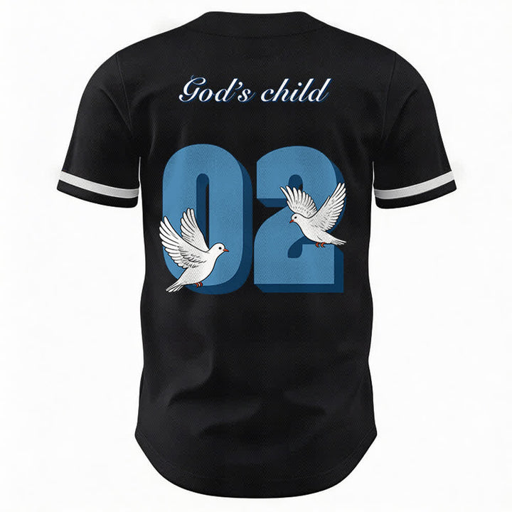 Christianartworkshop Maglia da baseball con design ispiratore "Figlio di Dio" con colomba e numero - image 2