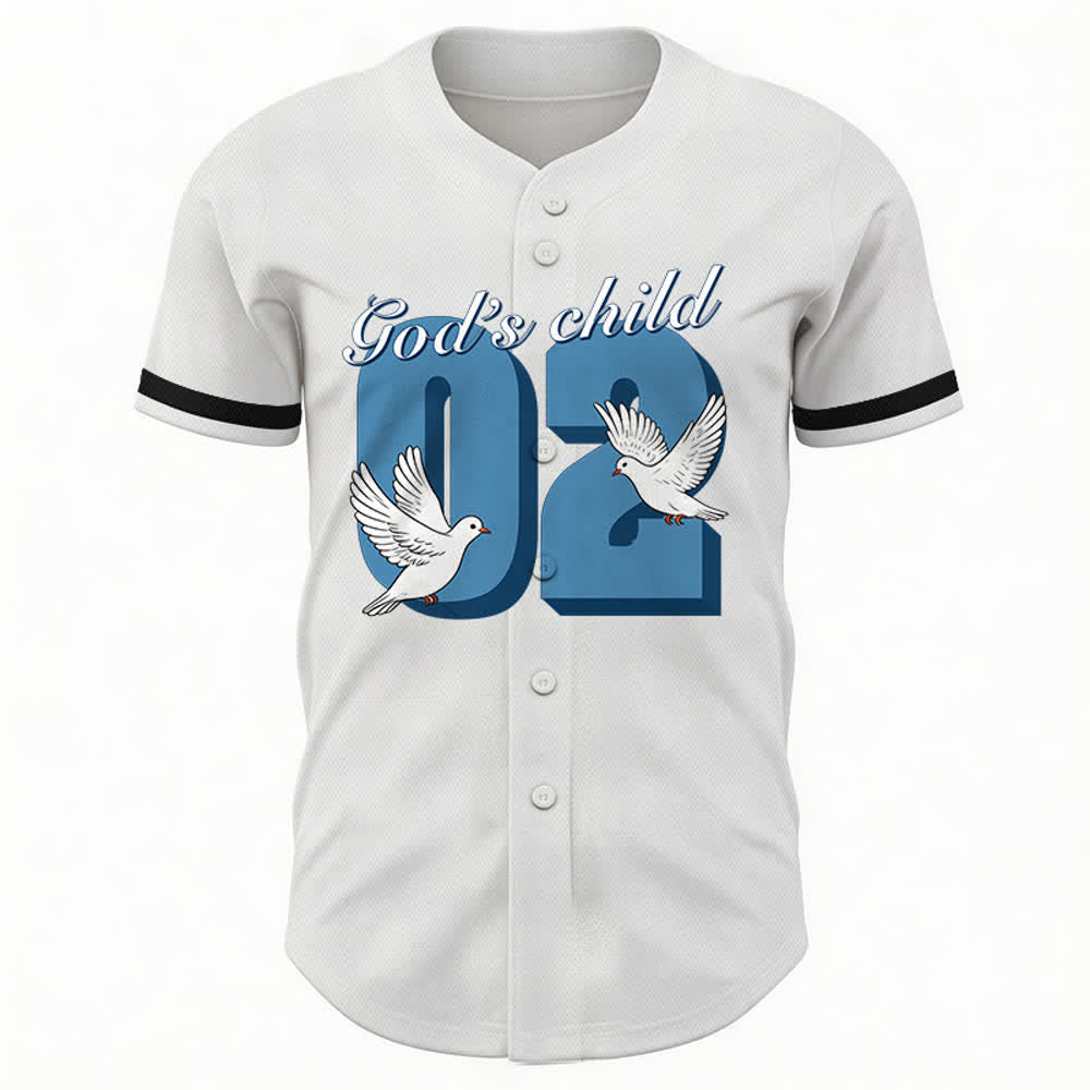 Christianartworkshop Maglia da baseball con design ispiratore "Figlio di Dio" con colomba e numero - image 8