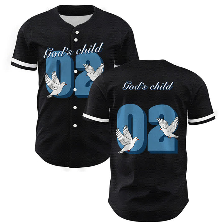 Christianartworkshop Maglia da baseball con design ispiratore "Figlio di Dio" con colomba e numero - Nero - 5XL - image 0