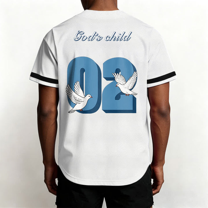 Christianartworkshop Maglia da baseball con design ispiratore "Figlio di Dio" con colomba e numero - image 11