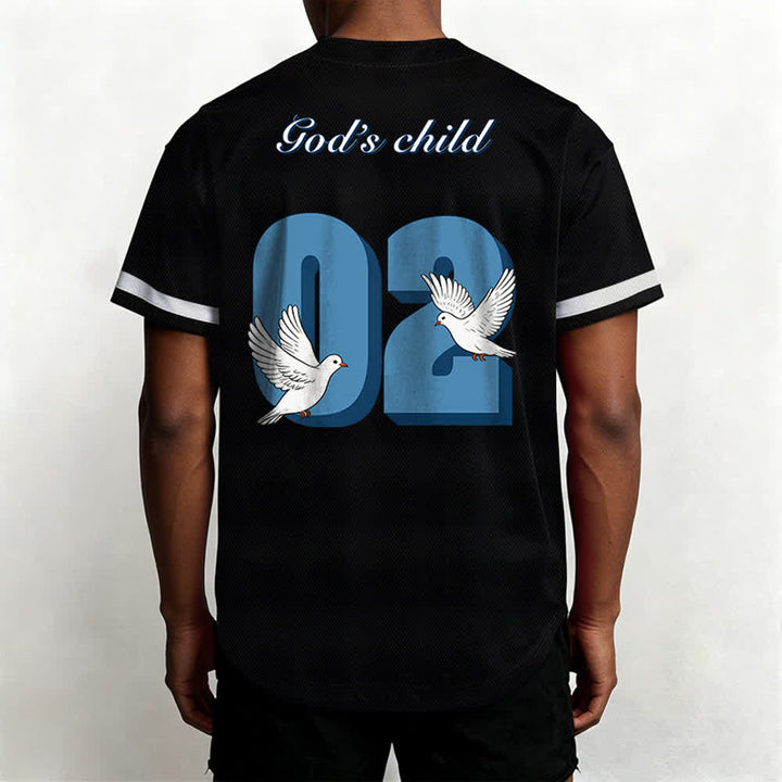 Christianartworkshop Maglia da baseball con design ispiratore "Figlio di Dio" con colomba e numero - image 4