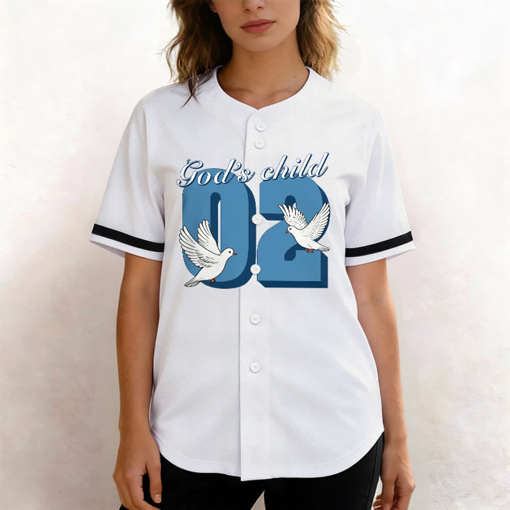 Christianartworkshop Maglia da baseball con design ispiratore "Figlio di Dio" con colomba e numero - image 12