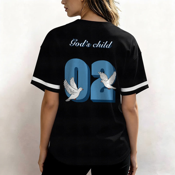 Christianartworkshop Maglia da baseball con design ispiratore "Figlio di Dio" con colomba e numero - image 6