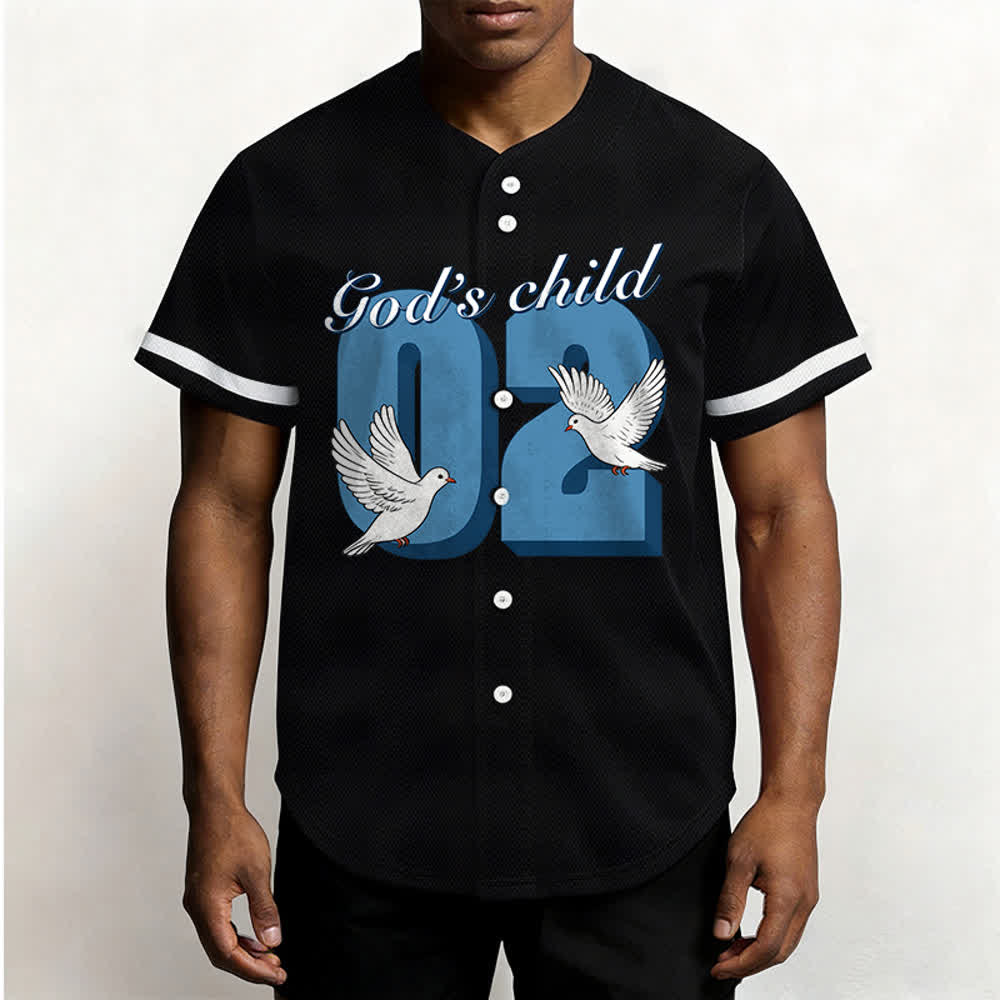 Christianartworkshop Maglia da baseball con design ispiratore "Figlio di Dio" con colomba e numero - image 3