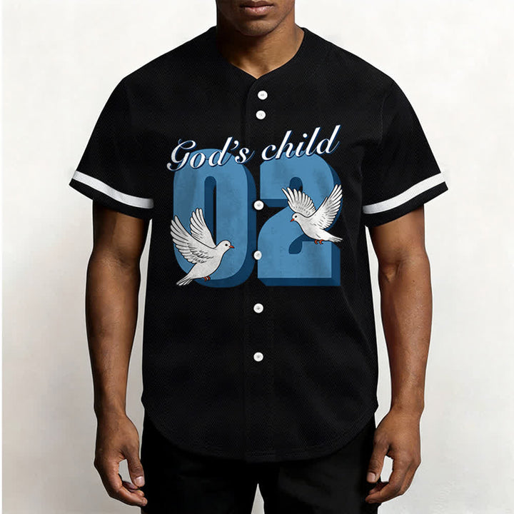 Christianartworkshop Maglia da baseball con design ispiratore "Figlio di Dio" con colomba e numero - image 3