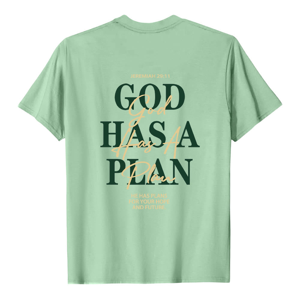 Christianartworkshop Maglietta classica con stampa "Dio ha un piano" su entrambi i lati. - image 4