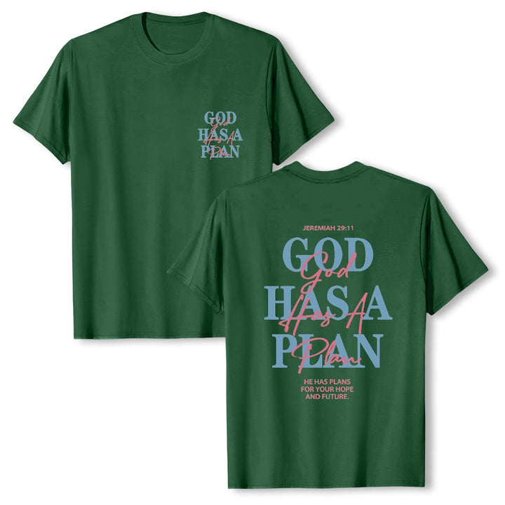 Christianartworkshop Maglietta classica con stampa "Dio ha un piano" su entrambi i lati. - Verde scuro - 2XL - image 15