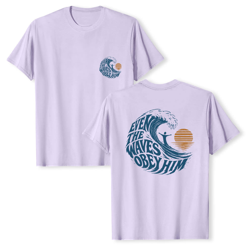 Christianartworkshop Anche le onde gli obbediscono - T-shirt classica con grafica a onda su entrambi i lati - Viola - 2XL - image 21