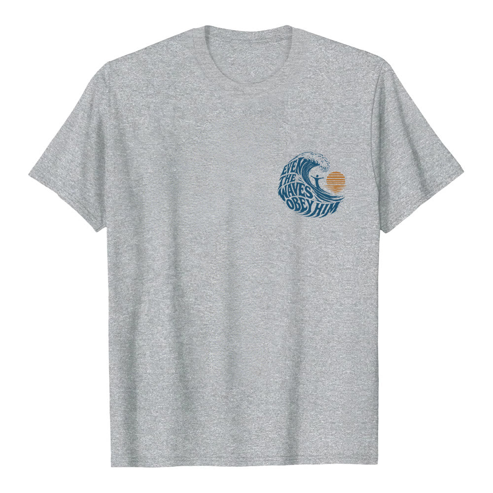 Christianartworkshop Anche le onde gli obbediscono - T-shirt classica con grafica a onda su entrambi i lati - image 2
