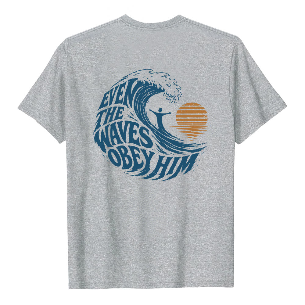 Christianartworkshop Anche le onde gli obbediscono - T-shirt classica con grafica a onda su entrambi i lati - image 1