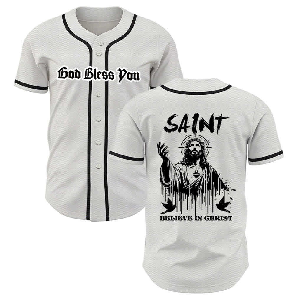 Christianartworkshop Maglia da baseball unisex "Saint Believe In Christ" - Bianco - 5XL - image 0