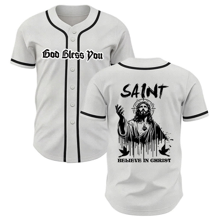 Christianartworkshop Maglia da baseball unisex "Saint Believe In Christ" - Bianco - 5XL - image 0