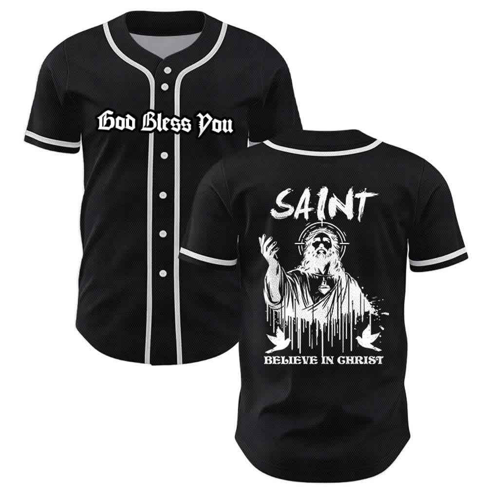 Christianartworkshop Maglia da baseball unisex "Saint Believe In Christ" - Nero - 5XL - image 7