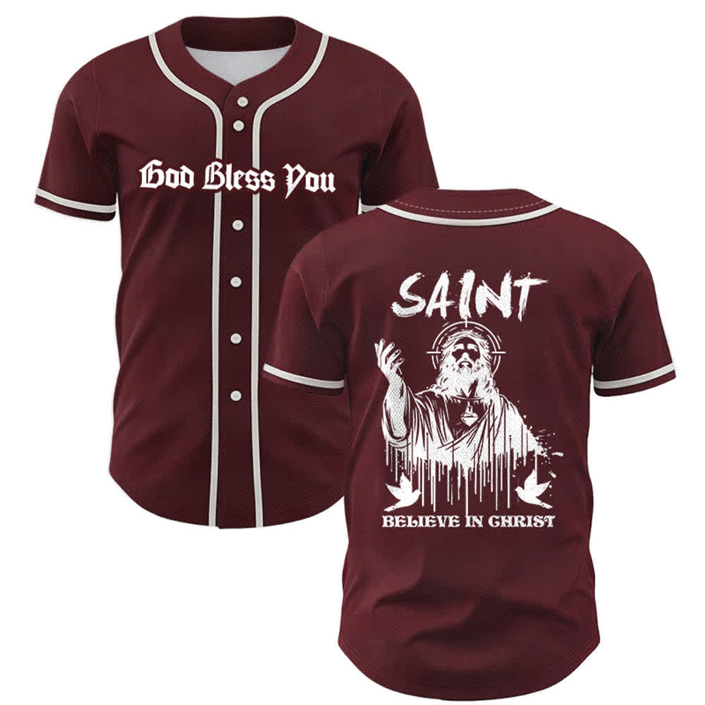Christianartworkshop Maglia da baseball unisex "Saint Believe In Christ" - Vino - 5XL - image 21