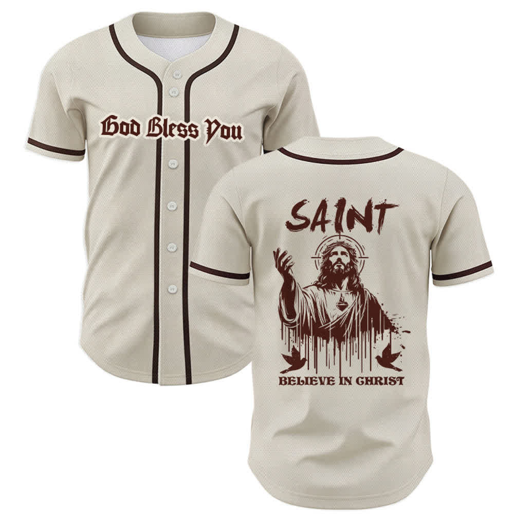 Christianartworkshop Maglia da baseball unisex "Saint Believe In Christ" - Albicocca - 5XL - image 49