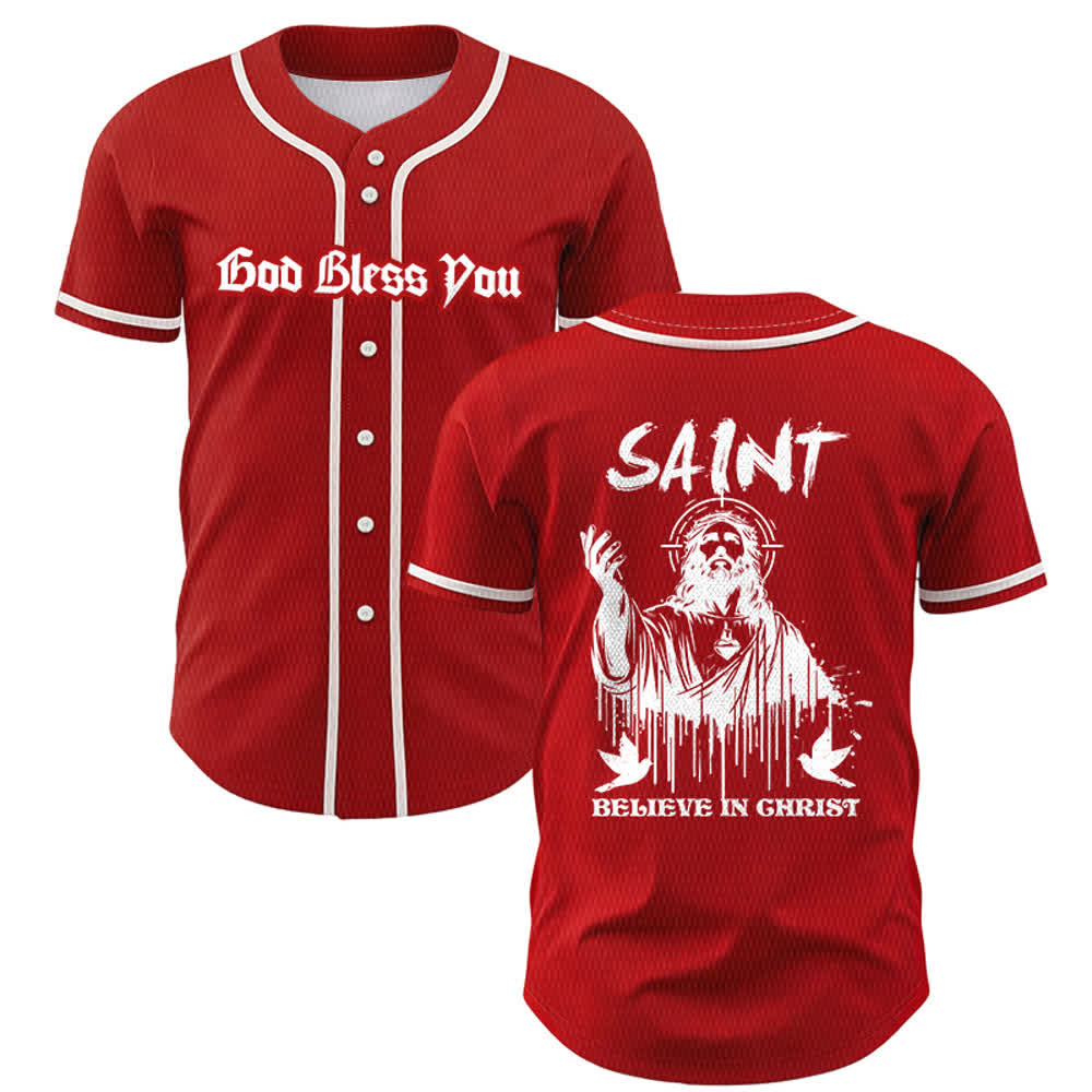 Christianartworkshop Maglia da baseball unisex "Saint Believe In Christ" - Rosso - 5XL - image 14