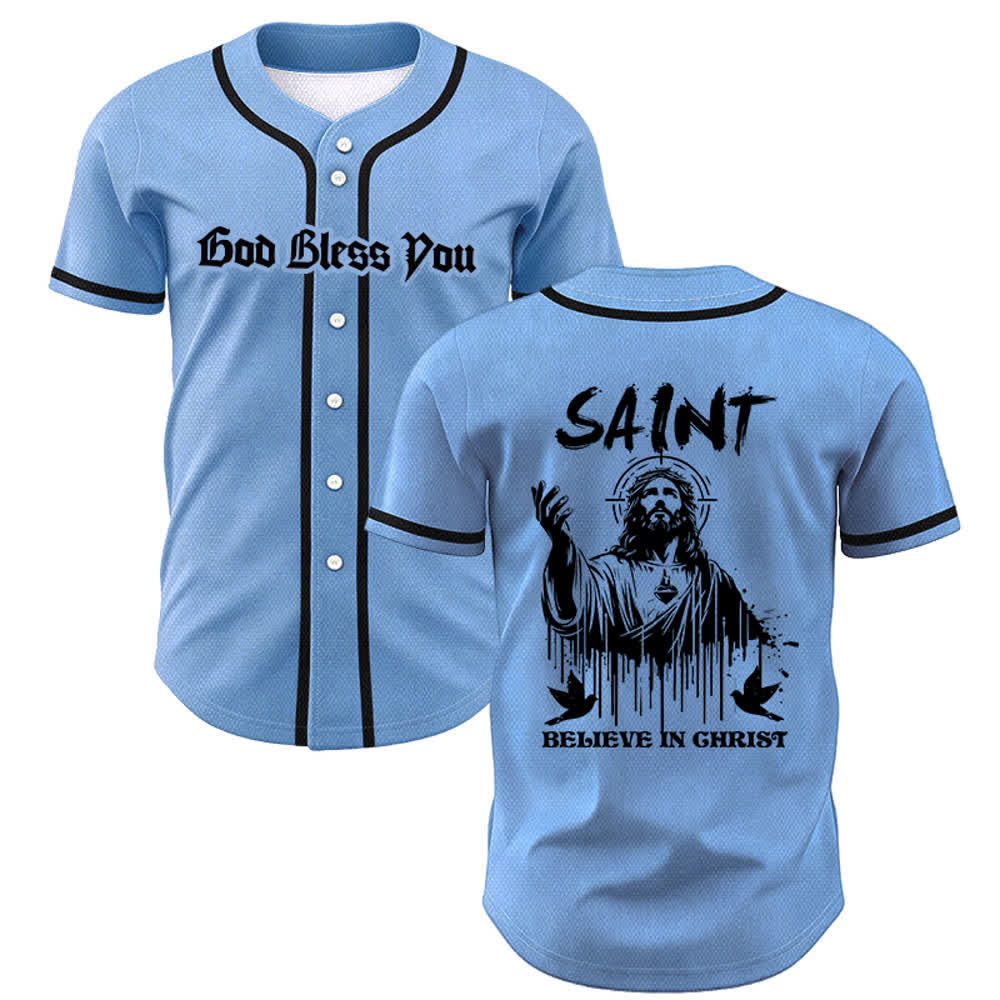 Christianartworkshop Maglia da baseball unisex "Saint Believe In Christ" - Blu - 5XL - image 28