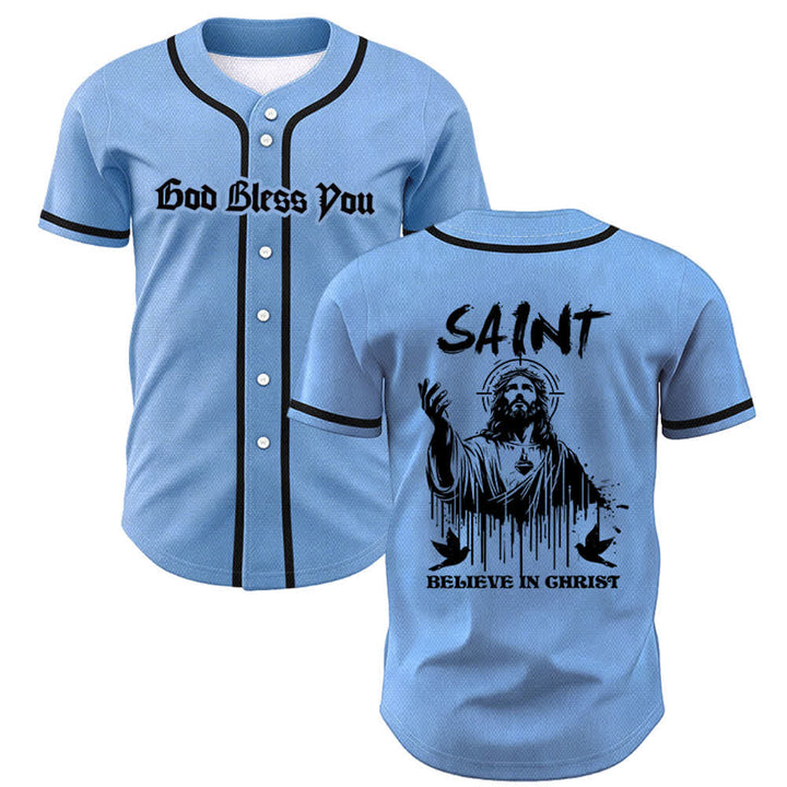 Christianartworkshop Maglia da baseball unisex "Saint Believe In Christ" - Blu - 5XL - image 28