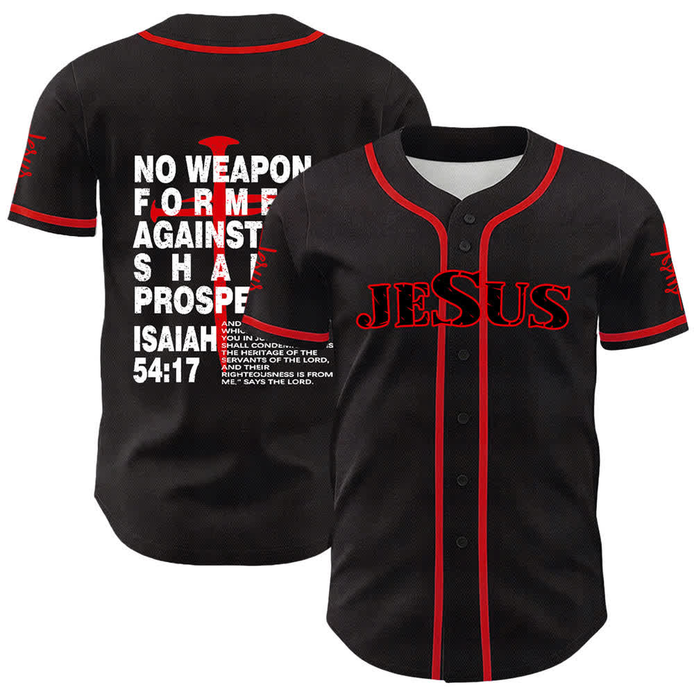 Christianartworkshop Nessuna arma forgiata contro di me prospererà Maglia da baseball - Rosso - 5XL - image 3