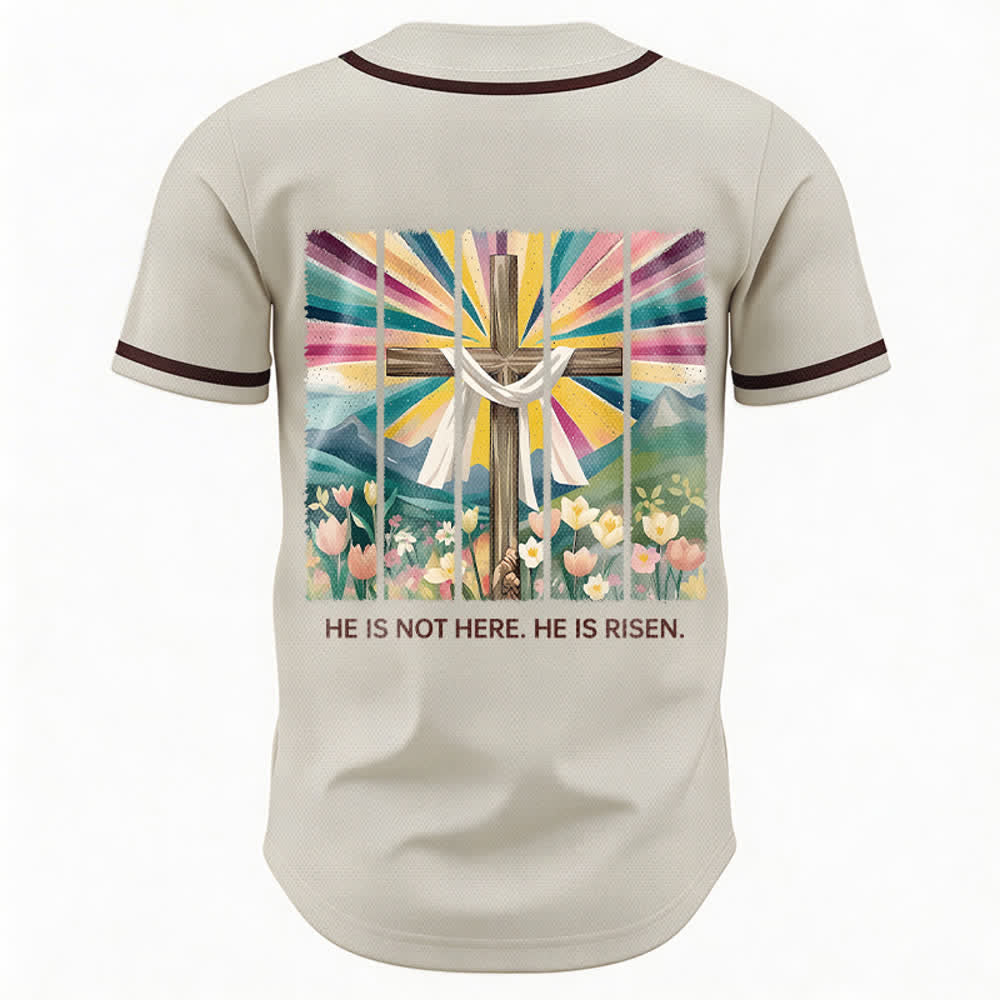 Christianartworkshop Non è qui, è risorto Maglia da baseball unisex Faith - image 1