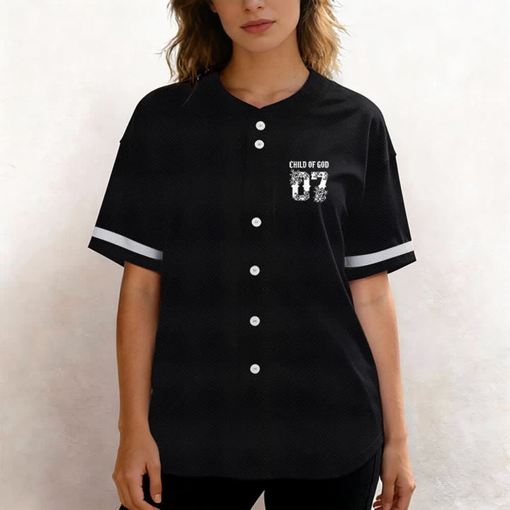 Maglia da baseball numero 07 con bottoni e stampa floreale "Figlio di Dio" Christianartworkshop - image 6