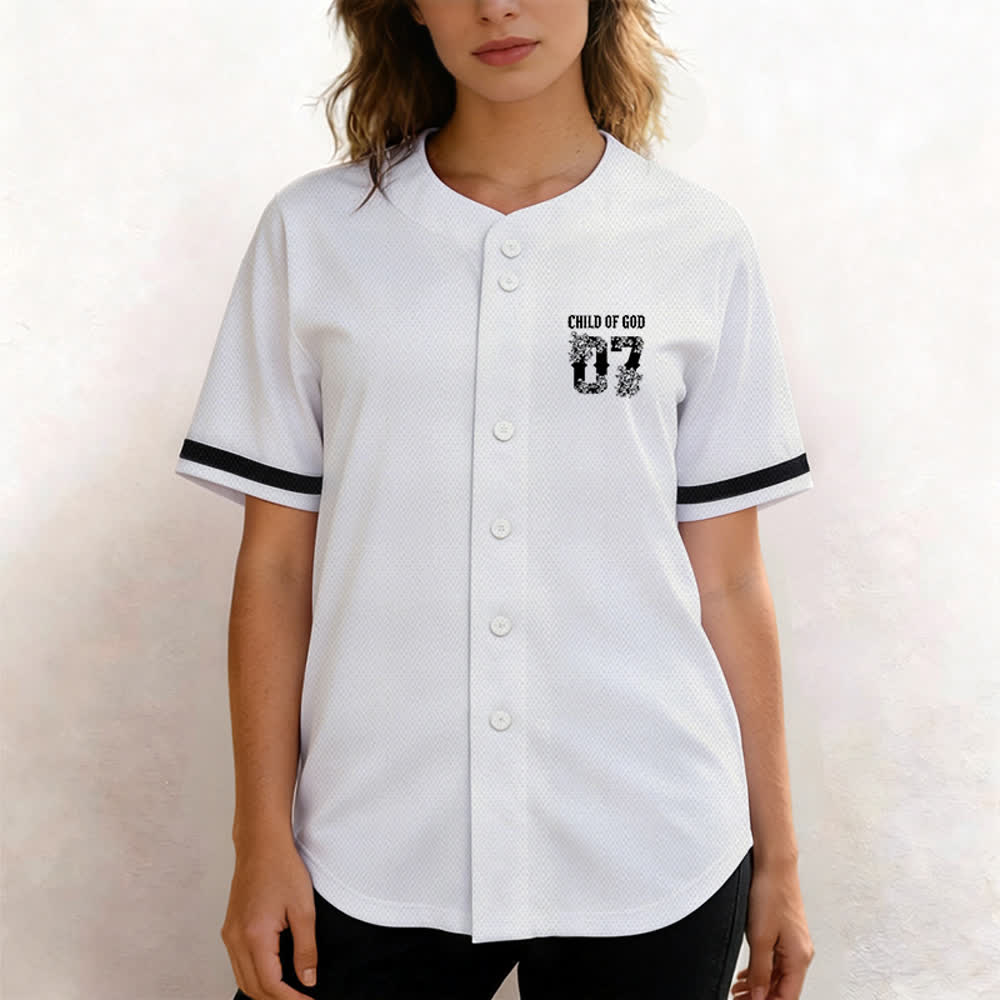 Maglia da baseball numero 07 con bottoni e stampa floreale "Figlio di Dio" Christianartworkshop - image 13
