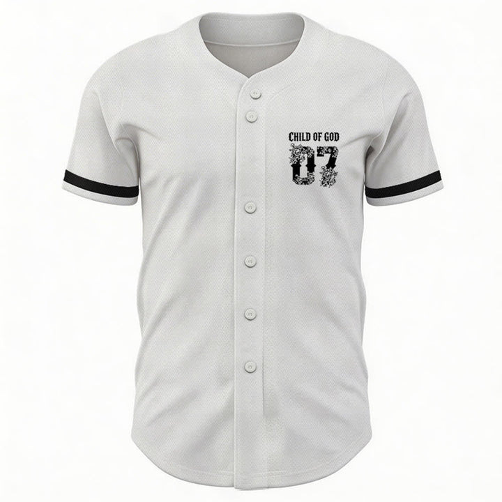 Maglia da baseball numero 07 con bottoni e stampa floreale "Figlio di Dio" Christianartworkshop - image 9