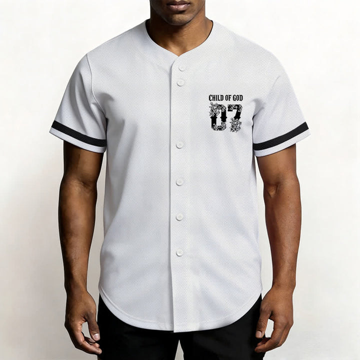 Maglia da baseball numero 07 con bottoni e stampa floreale "Figlio di Dio" Christianartworkshop - image 11