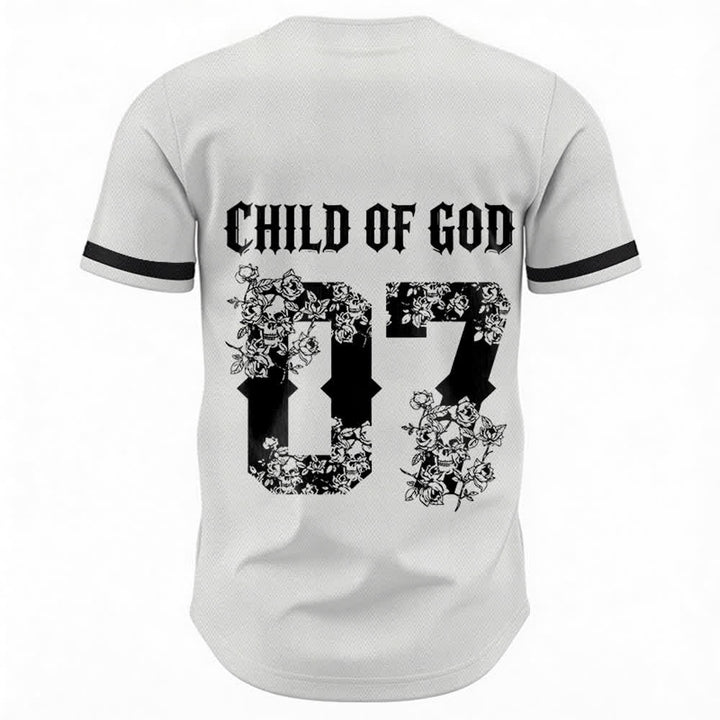 Maglia da baseball numero 07 con bottoni e stampa floreale "Figlio di Dio" Christianartworkshop - image 8