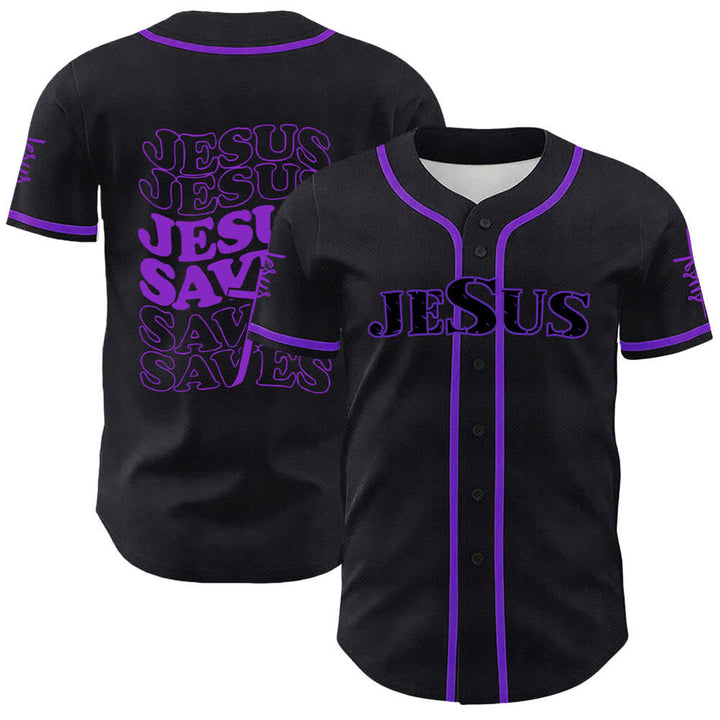 Christianartworkshop Maglia da baseball unisex personalizzata con la scritta "Gesù salva la fede" - Viola - 5XL - image 21