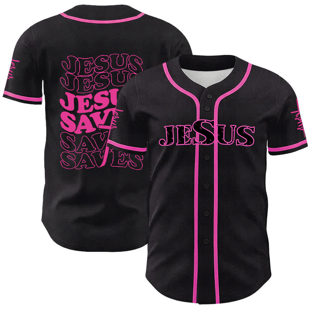Christianartworkshop Maglia da baseball unisex personalizzata con la scritta "Gesù salva la fede" - Rosa - 5XL - image 15