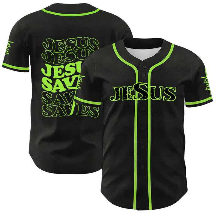 Christianartworkshop Maglia da baseball unisex personalizzata con la scritta "Gesù salva la fede" - Verde - 5XL - image 18
