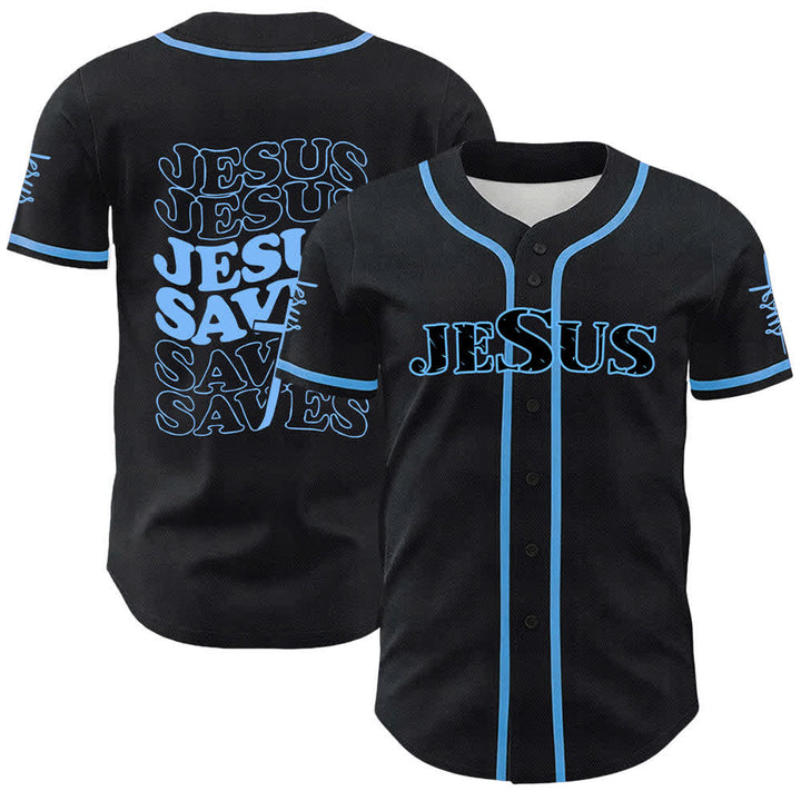 Christianartworkshop Maglia da baseball unisex personalizzata con la scritta "Gesù salva la fede" - Blu - 5XL - image 0