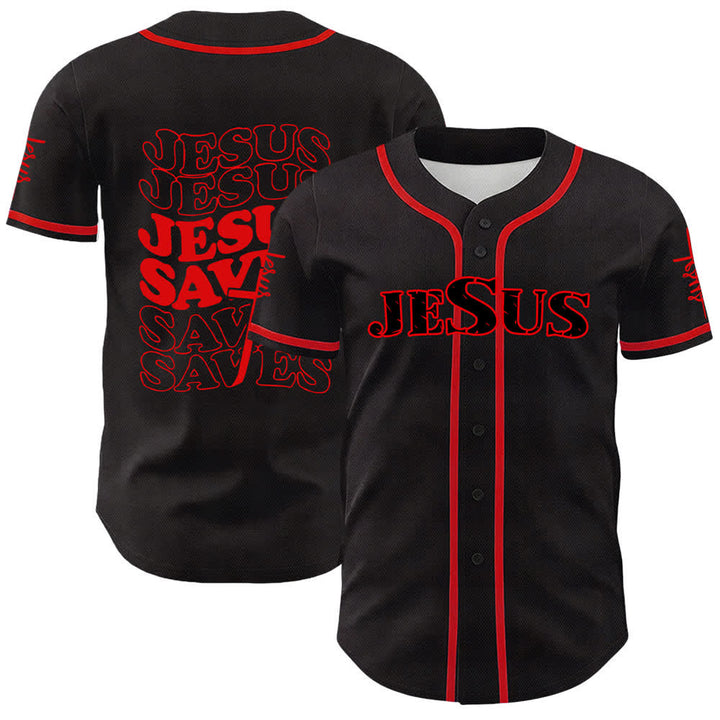 Christianartworkshop Maglia da baseball unisex personalizzata con la scritta "Gesù salva la fede" - Rosso - 5XL - image 6