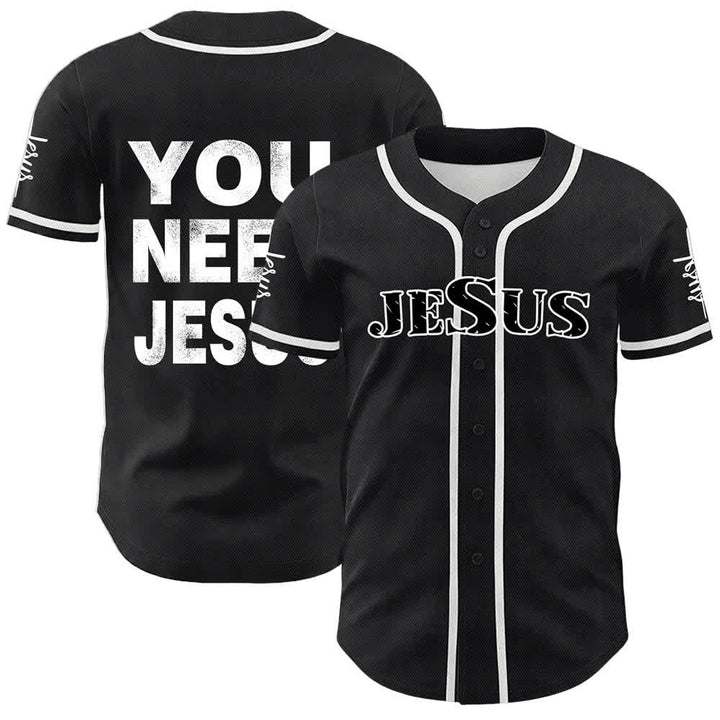 Christianartworkshop Maglia da baseball unisex con dichiarazione di fede "Hai bisogno di Gesù" - Bianco - 5XL - image 3