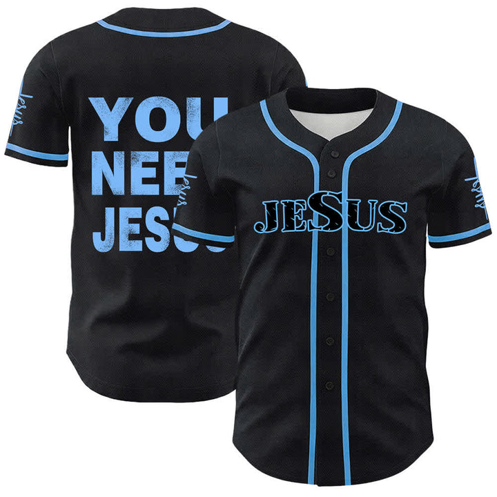 Christianartworkshop Maglia da baseball unisex con dichiarazione di fede "Hai bisogno di Gesù" - Blu - 5XL - image 12