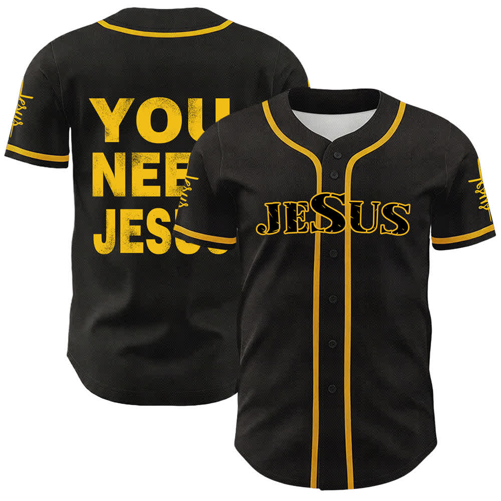 Christianartworkshop Maglia da baseball unisex con dichiarazione di fede "Hai bisogno di Gesù" - Giallo - 5XL - image 6