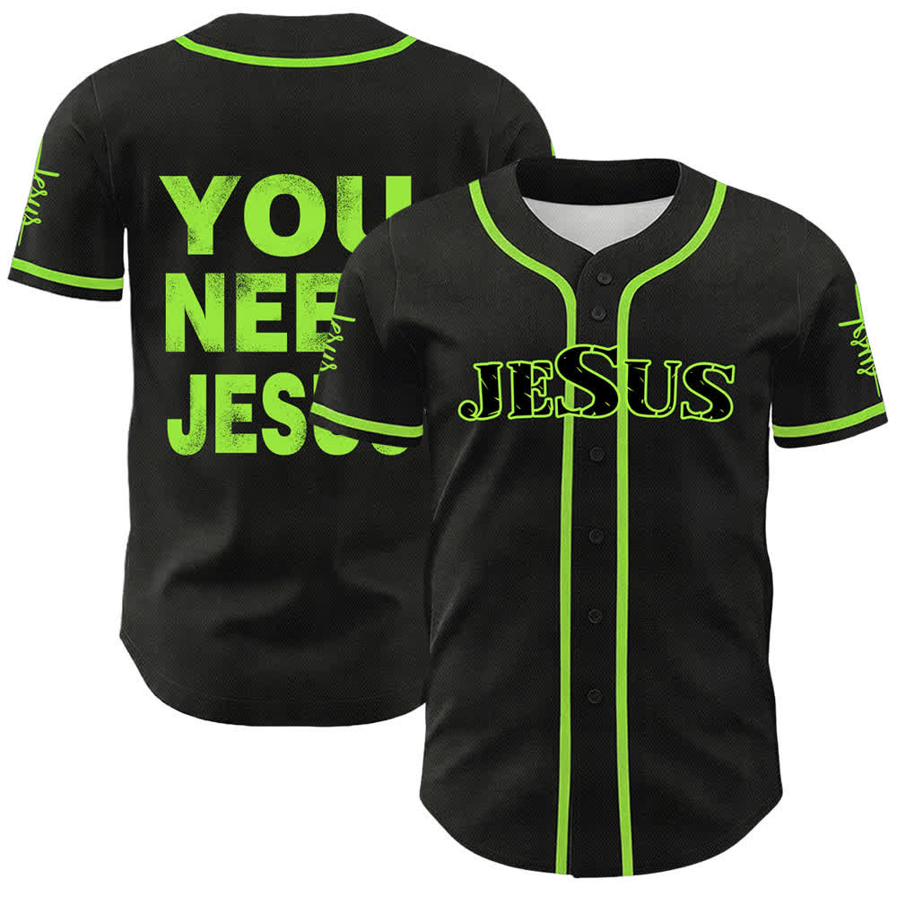Christianartworkshop Maglia da baseball unisex con dichiarazione di fede "Hai bisogno di Gesù" - Verde - 5XL - image 18