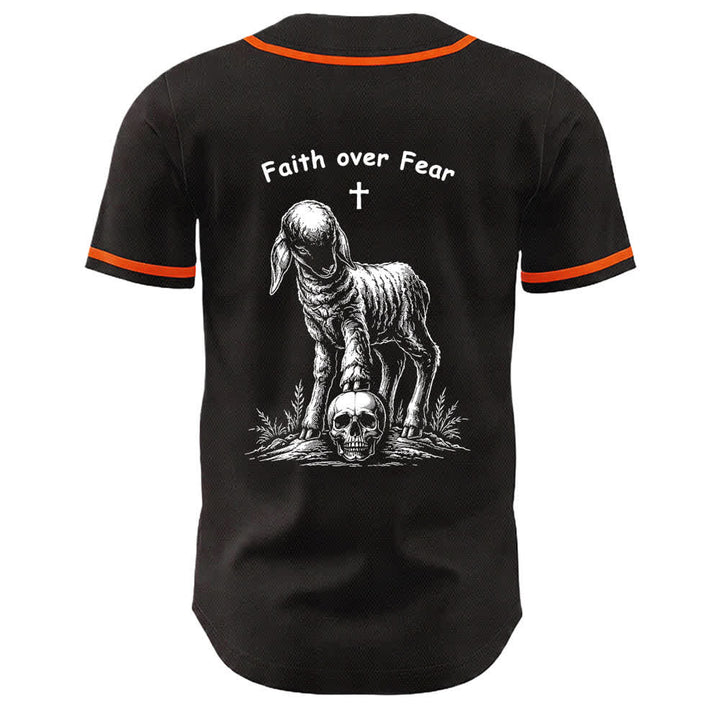 Christianartworkshop Faith Over Fear Agnello Croce Teschio Grafica Maglia da baseball unisex - image 10