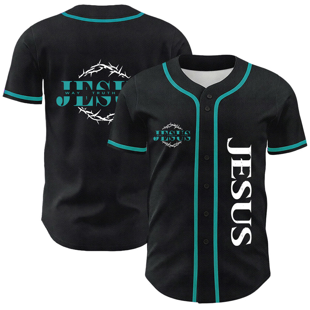 Christianartworkshop Maglia da baseball unisex con grafica "Thorn Crown Jesus Way Truth Life" e corona di spine, Gesù, Via, Verità, Vita - Verde scuro - 5XL - image 3