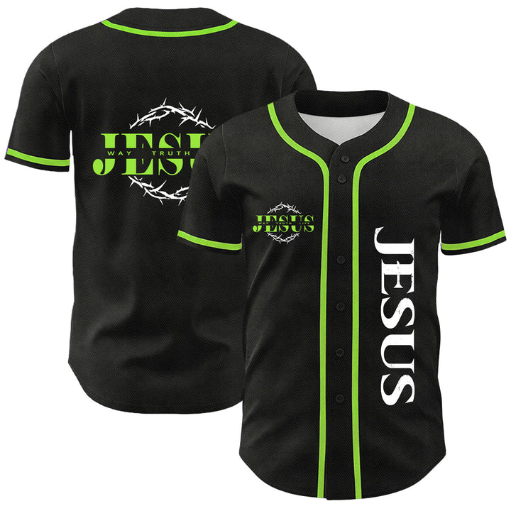 Christianartworkshop Maglia da baseball unisex con grafica "Thorn Crown Jesus Way Truth Life" e corona di spine, Gesù, Via, Verità, Vita - Verde chiaro - 5XL - image 21